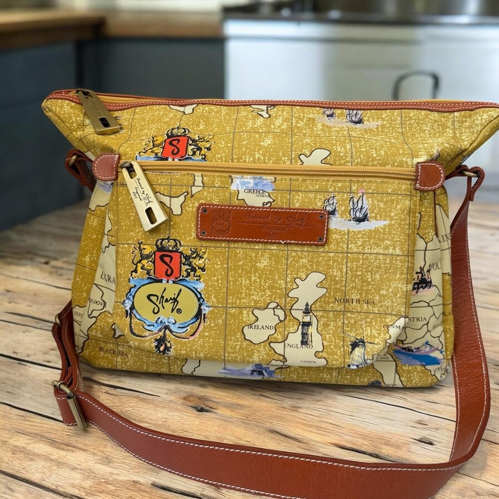 Sharif Travel Original 1827 World Map Crossbody Vintage Style Messenger Purse